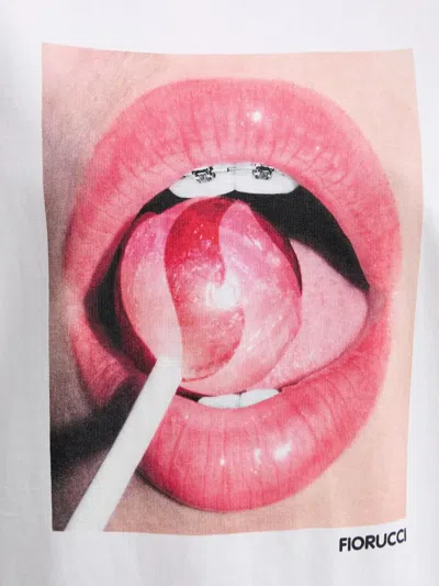 Fiorucci Lips Lollipop Print T-shirt In White