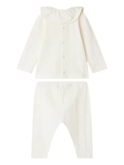 Bonpoint Ribbed Ruffled Two-piece Set In White