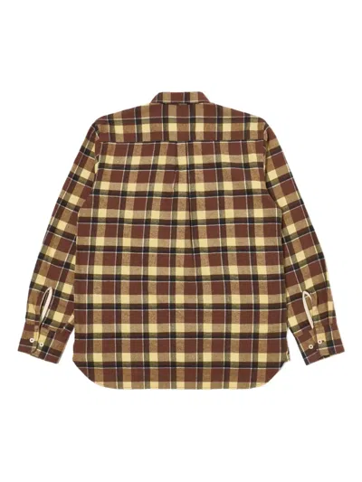 Universal Works Check Button-down Shirt In Brown