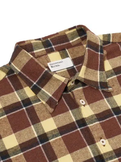 Universal Works Check Button-down Shirt In Brown