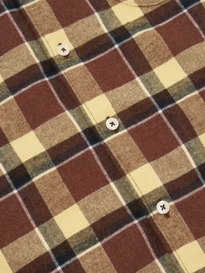 Universal Works Check Button-down Shirt In Brown