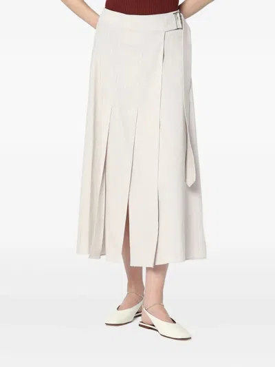 Department Five Pleated Wrap Linen-blend Skirt In Red