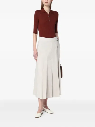 Department Five Pleated Wrap Linen-blend Skirt In Red