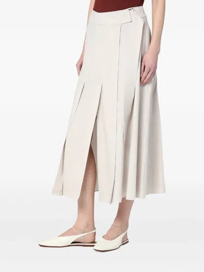 Department Five Pleated Wrap Linen-blend Skirt In Red