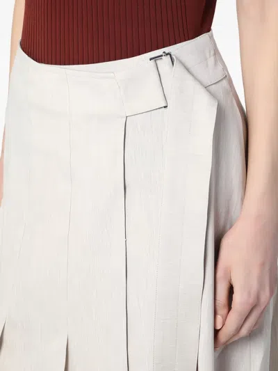 Department Five Pleated Wrap Linen-blend Skirt In Red