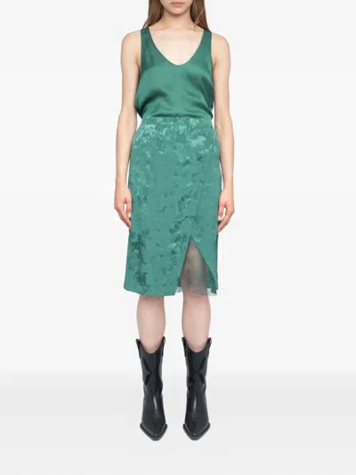Zadig & Voltaire Julen Horse-jacquard Lace-insert Midi Skirt