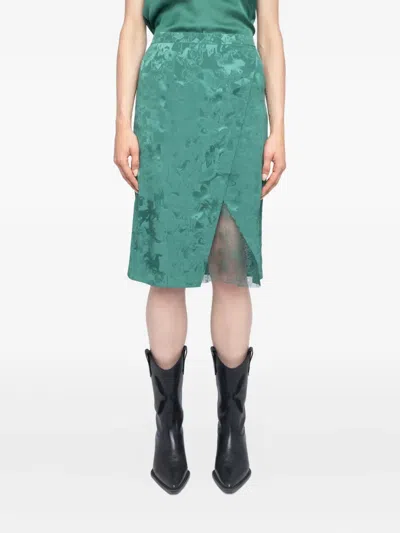 Zadig & Voltaire Julen Horse-jacquard Lace-insert Midi Skirt