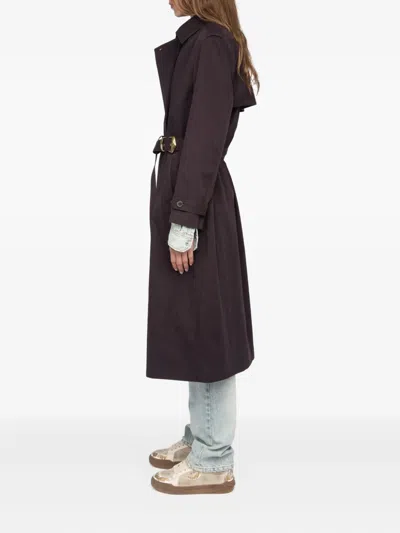 Zadig & Voltaire Womens Dark Chocolate Kenar Double-breasted Cotton Trench Coat In Blue