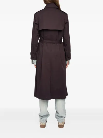 Zadig & Voltaire Womens Dark Chocolate Kenar Double-breasted Cotton Trench Coat In Blue