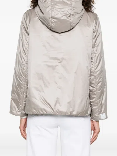 Max Mara The Cube Green Hooded Zip-front Jacket In Neutral