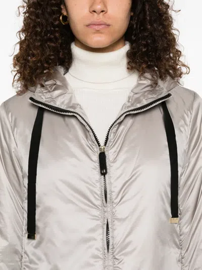 Max Mara The Cube Green Hooded Zip-front Jacket In Neutral