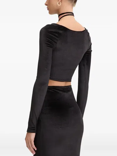Fiorucci Tie-neck Velvet Top In Black