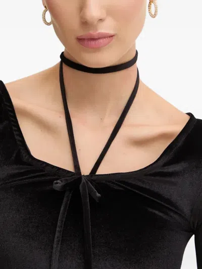 Fiorucci Tie-neck Velvet Top In Black