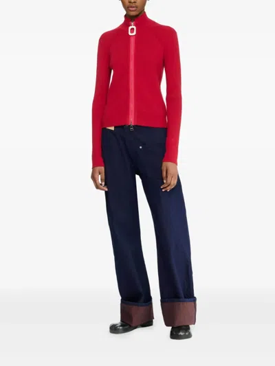 Jw Anderson Workwear Cotton Pants With Blue Twisted Leg In Blue