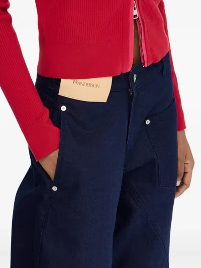Jw Anderson Workwear Cotton Pants With Blue Twisted Leg In Blue