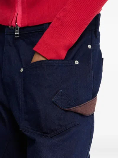 Jw Anderson Workwear Cotton Pants With Blue Twisted Leg In Blue