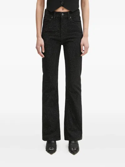 Fiorucci Crystal-embellished Flared Jeans In Black