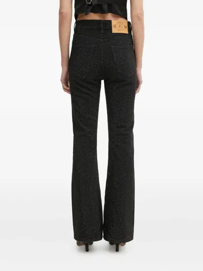 Fiorucci Crystal-embellished Flared Jeans In Black