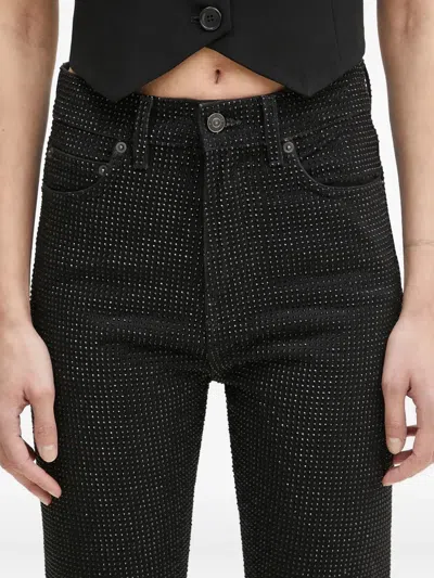 Fiorucci Crystal-embellished Flared Jeans In Black