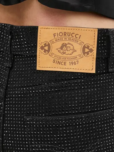 Fiorucci Crystal-embellished Flared Jeans In Black