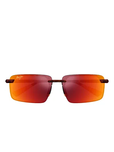 Maui Jim Laulima Rectangle-frame Sunglasses In Red