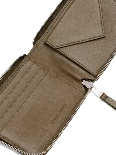 Ami Alexandre Mattiussi Green Smooth Leather Ami De Coeur Compact Wallet Green In Green