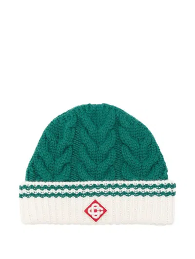 Casablanca Cable Stitch Beanie Accessories In Green
