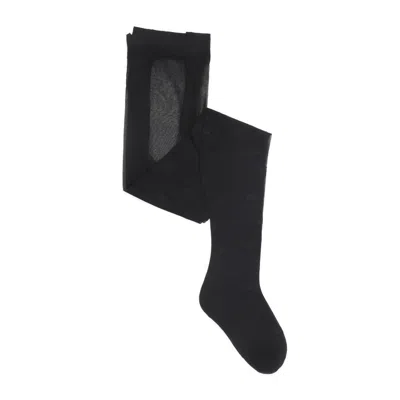 Dolce & Gabbana Logo-jacquard Tulle Tights In Black
