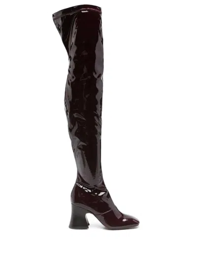 Chloé Janis Patent Leather Over-the-knee Boots In Brown