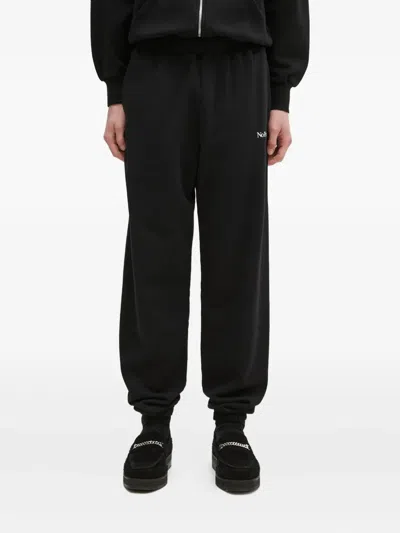 Aries Embroidered Cuffed Track Pants In Black