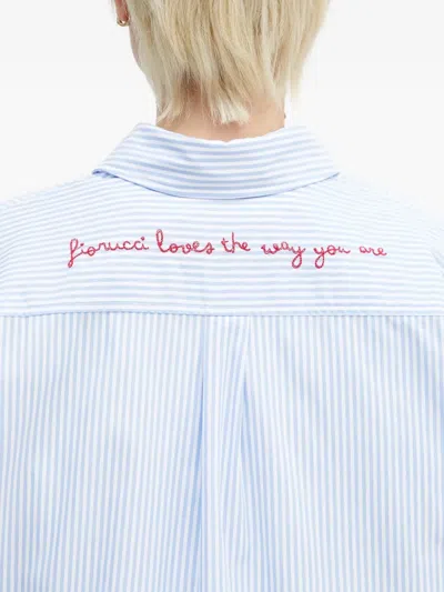 Fiorucci Striped Embroidered Shirt In Blue