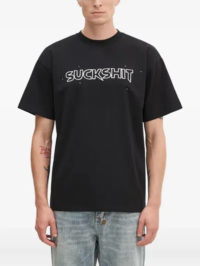 Aries Outline-print T-shirt In Black