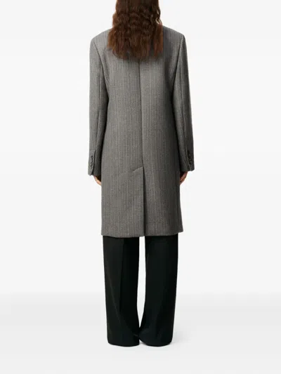 Ami Alexandre Mattiussi Grey Wool Herringbone Double Breasted Coat Grey In Gray