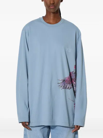 Y-3 Bird-print Long-sleeve Top In Black