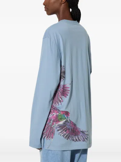 Y-3 Bird-print Long-sleeve Top In Black