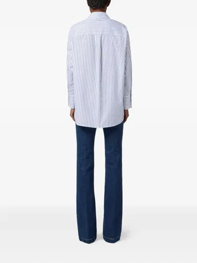 Elisabetta Franchi Striped Button-down Collar Shirt With Chest Pocket In White