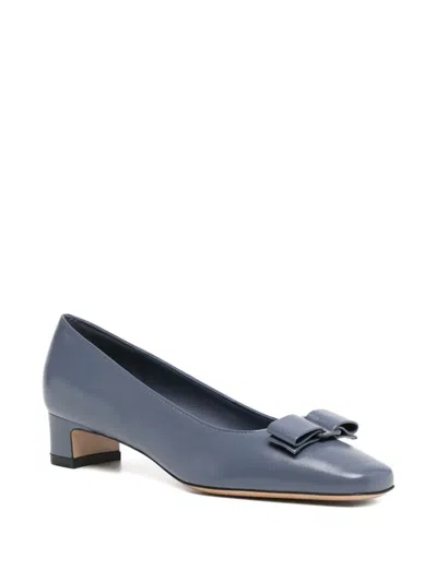 Ferragamo 30mm Iconic Bow Pumps In Blue
