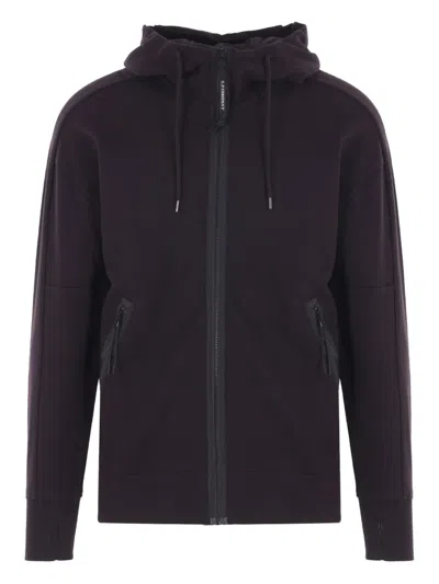 C.p. Company Goggle-detail Zip-up Hoodie In Black