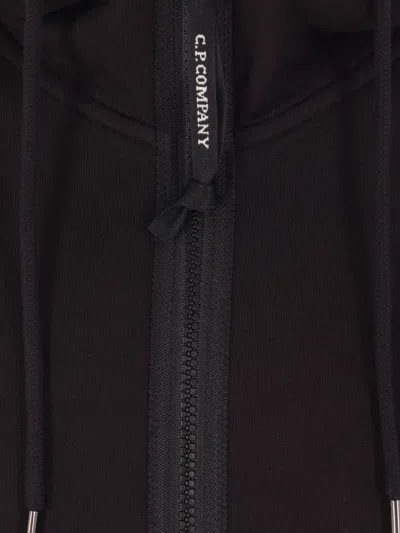 C.p. Company Goggle-detail Zip-up Hoodie In Black