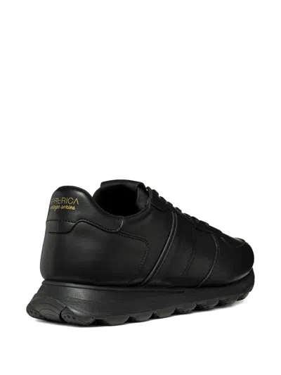 Geox Spherica Leather Panelled Sneakers In Black