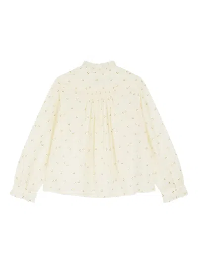 Bonpoint Ruffled Cherry-patterned Blouse In White