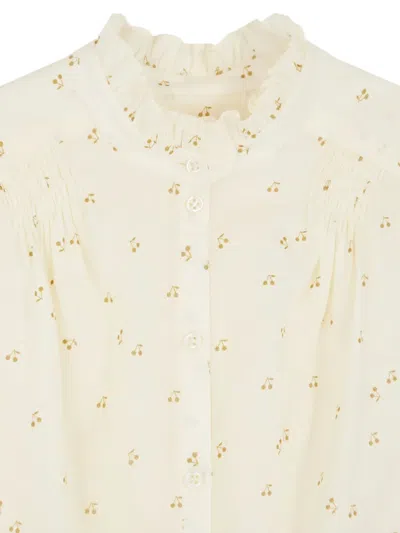 Bonpoint Ruffled Cherry-patterned Blouse In White