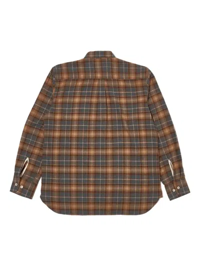 Universal Works Check Button-down Shirt In Brown