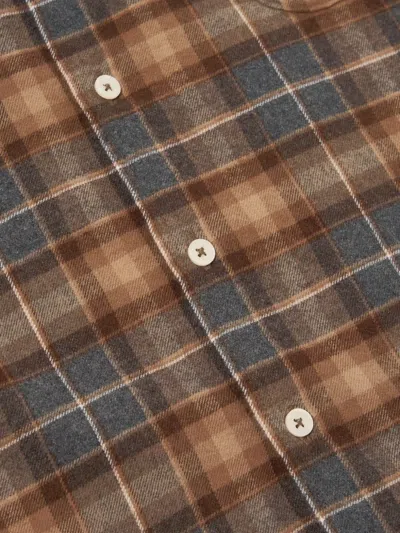 Universal Works Check Button-down Shirt In Brown
