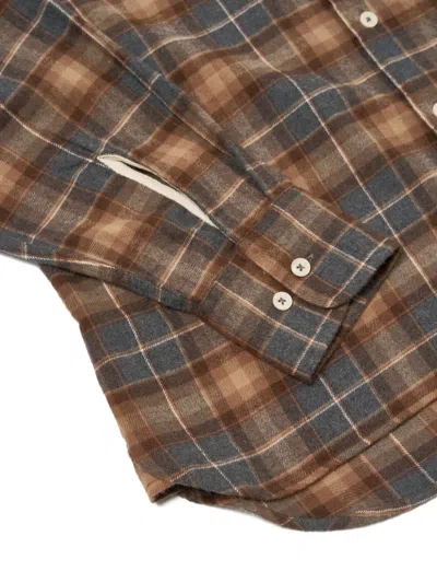 Universal Works Check Button-down Shirt In Brown
