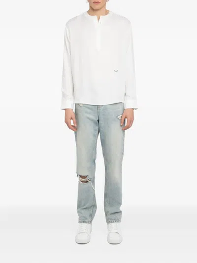 Zadig & Voltaire Sora Embroidered Henley Shirt In White