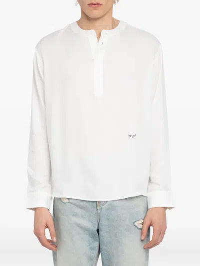 Zadig & Voltaire Sora Embroidered Henley Shirt In White