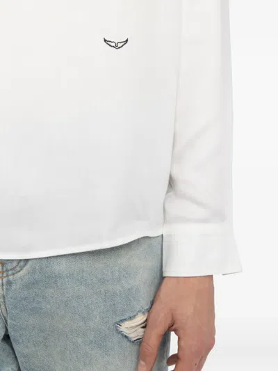 Zadig & Voltaire Sora Embroidered Henley Shirt In White