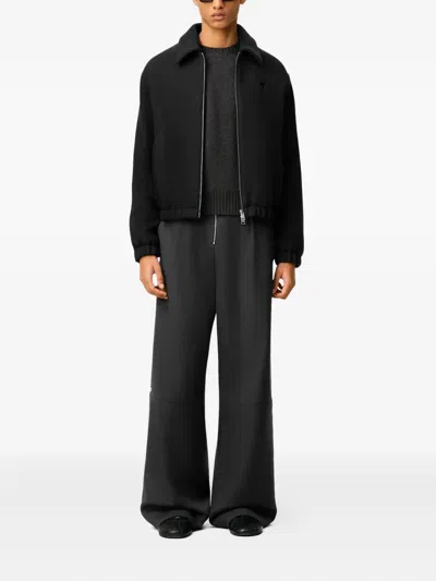 Ami Alexandre Mattiussi Black Technical Canvas Zipped Jacket Black In Black