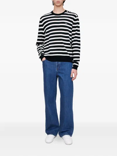 Apc A.p.c. Matthias Stripe Wool Sweater In Blue